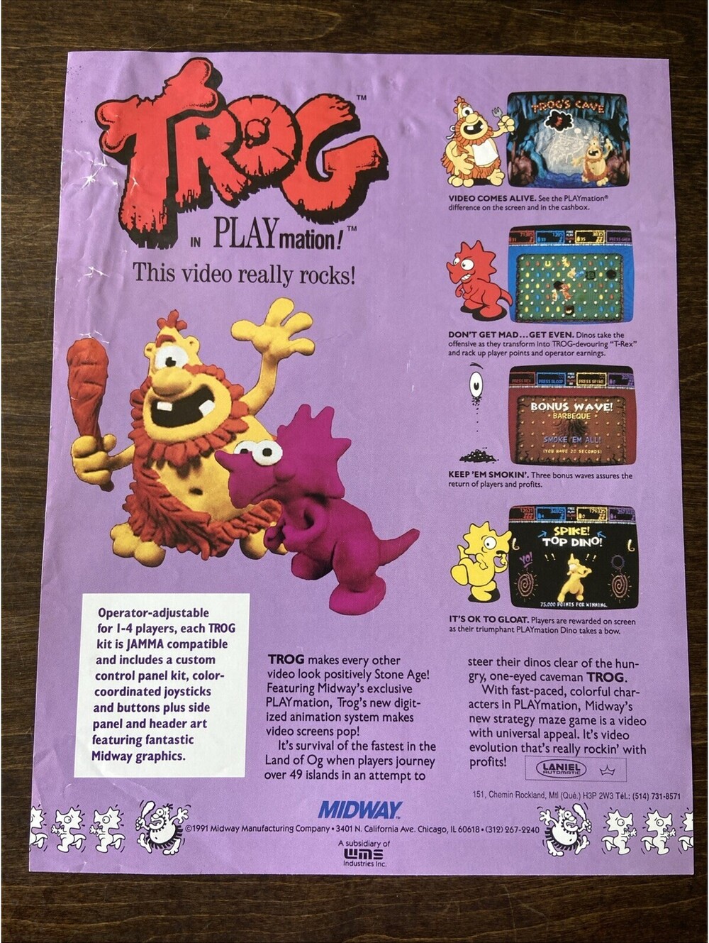 Midway Trog Arcade Pinball FLYER Original Ad Promo 1991 Poster Not PCB